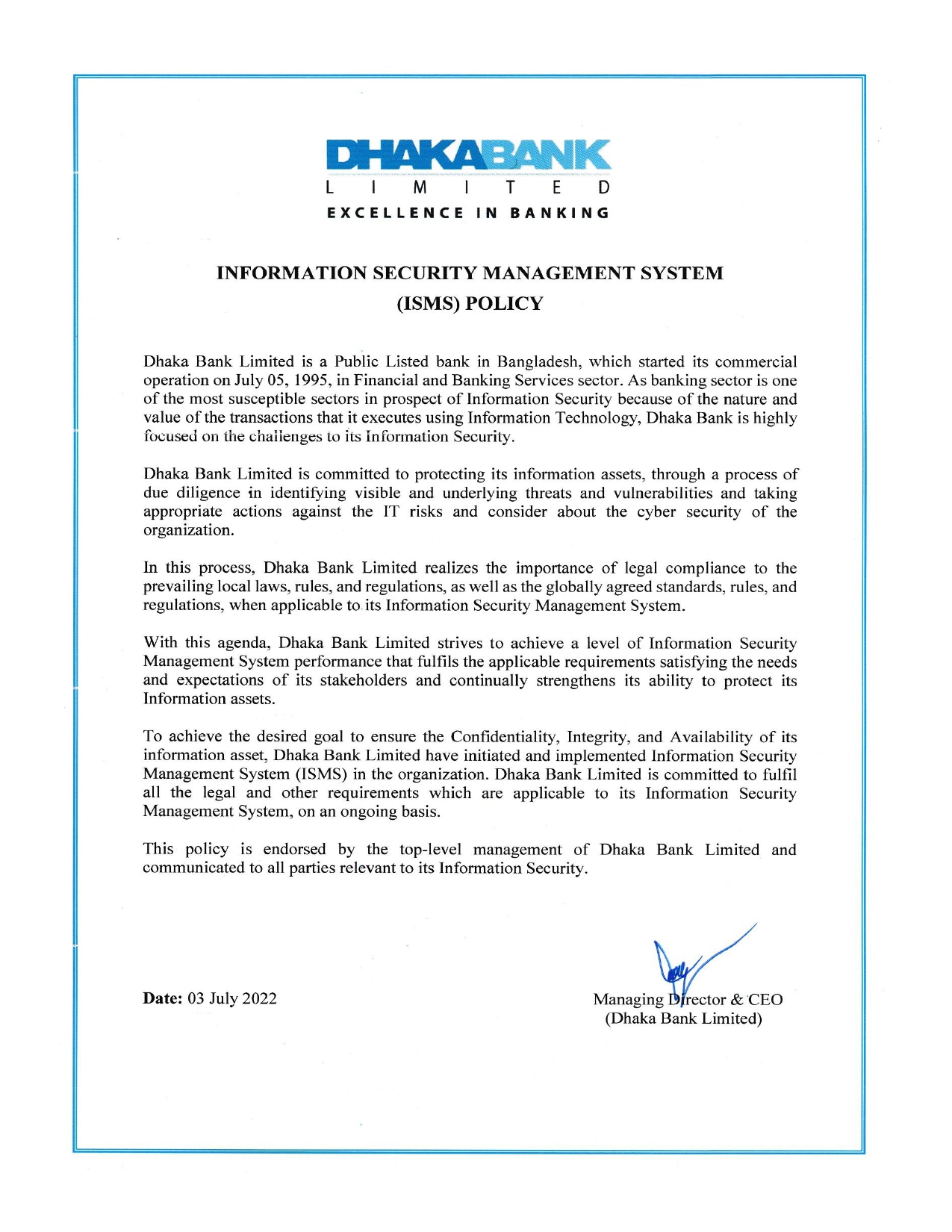 ISMS Policy Statement